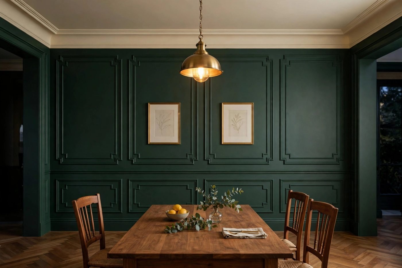 The same wall finished in Studio Green on a perfect substrate